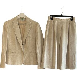 Evan Picone Vintage skirt suit linen lined Sz 14